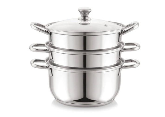 Sonu 3-Tier Steamer 18cm – Stainless Steel Stackable Cooking Pot