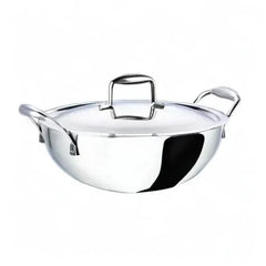 Vinod Platinum X Deep Kadai with Lid 4.8L 28cm – Stainless Steel Cookware