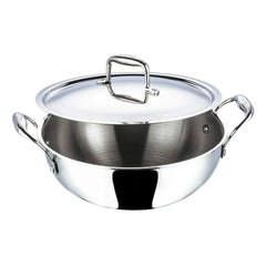 Vinod Platinum X Deep Kadai with Lid 4.8L 28cm – Stainless Steel Cookware