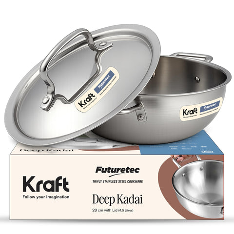 KRAFT FTTK28  EXTRA DEEP KADAI W/ SS.LID 28 CM (4.5 L)