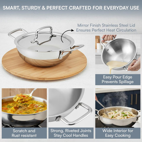 KRAFT FTTK28  EXTRA DEEP KADAI W/ SS.LID 28 CM (4.5 L)
