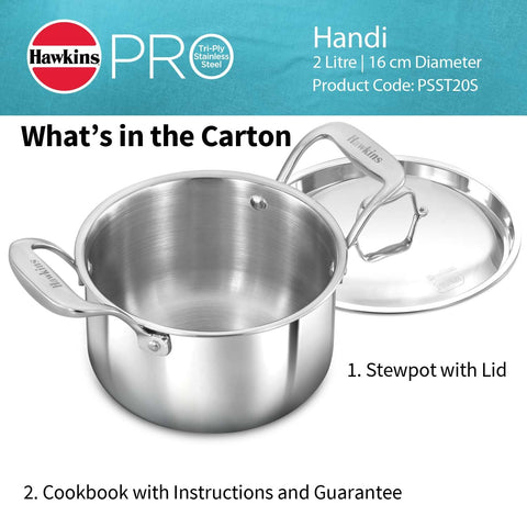 HAW.PRO SS TRY-PLY STEWPOT 2L SS LID PSST20S