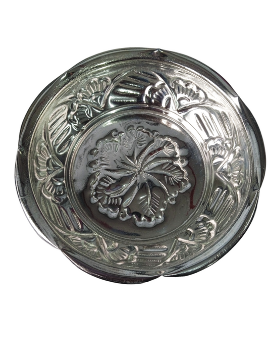 Silver Plated Sambhav Fancy Urli 5", German Silver Decorative Urli Bowl for Flowers for Home, Office and Table Silver Color Fancy Urli Small