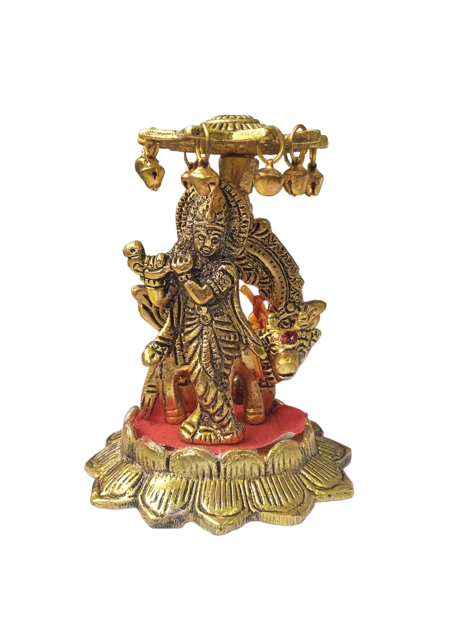 Handicrafts Krishna with Chattar and Cow in Metal showpiece for Gift and Home Décor, Gold Plated, 1 Piece