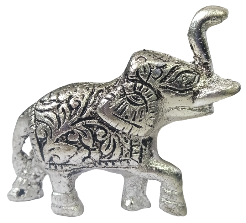 Baby Elephant design made by aluminum with Silver Polish Metal Statue Showpiece Decorative Figurine Home Interior Decor Item - Antique Gift Items, Metal Animal Baby Elephant in Antique finish