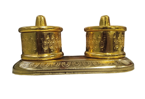 Gold Plated Haldi-Kumkum Holder for Pooja, Sindoor Dani for Women, Pooja Items for Home, Return Gifts for Ladies, Two-In-One Sindoor Dabbi for Gift,Round Shape Chawal/Kumkum Box/Container