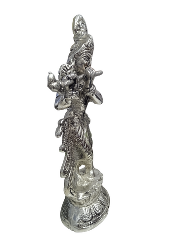 Hand Finished Divinity Collection Pewter Krishna Figurine Gift |Shri Krishna Playing on Flute - Brass Plated Statue - Color Silver