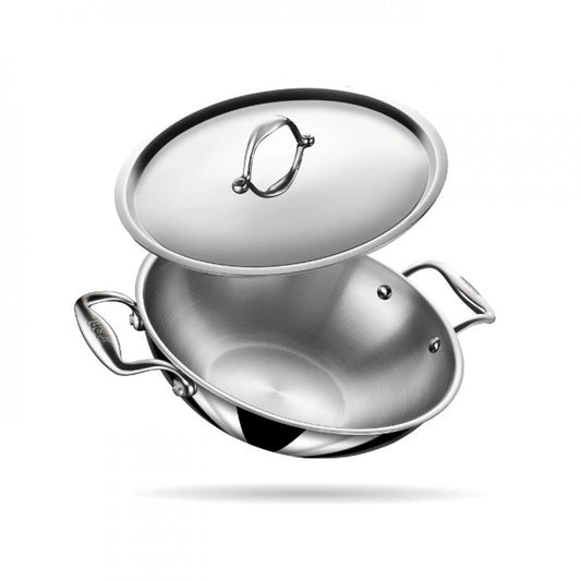 Stahl Stainless Steel Triply Artisan Kadhai + Lid 30CM 4330