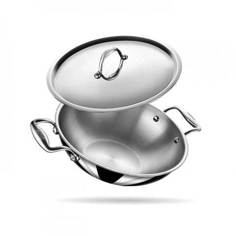 Stahl Stainless Steel Triply Artisan Kadhai + Lid 30CM 4330