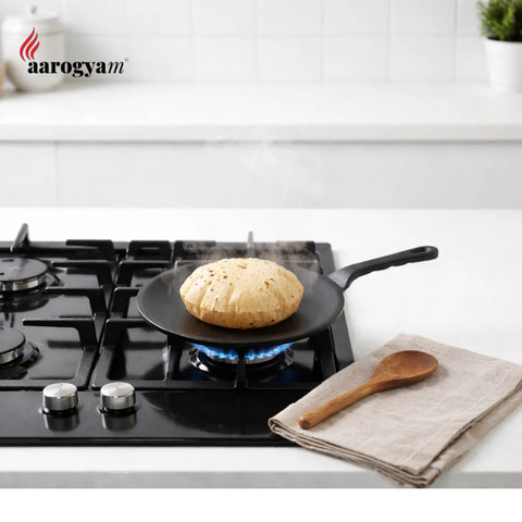 Aarogyam 10" Pre-seasoned Cast Iron Roti Tawa, Naturally Nonstick