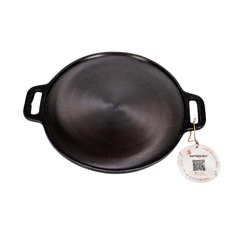 Aarogyam 12" Pre-seasoned Cast Iron Double Handle Tawa, Naturally Nonstick, Induction Friendly