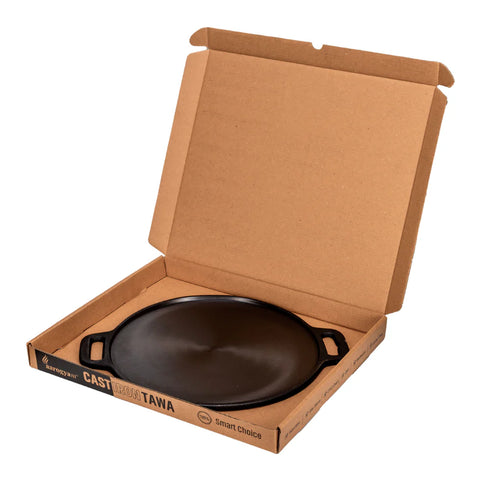 Aarogyam 12" Pre-seasoned Cast Iron Double Handle Tawa, Naturally Nonstick, Induction Friendly