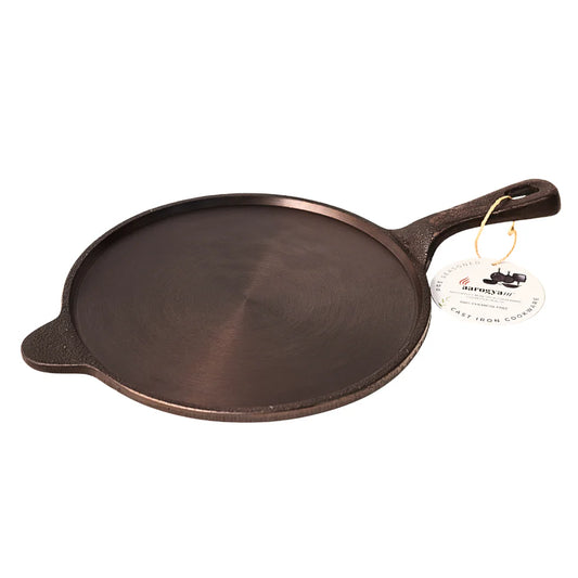 Aarogyam 10" Pre-seasoned Cast Iron Long Handle Tawa, Naturally Nonstick, Induction Friendly