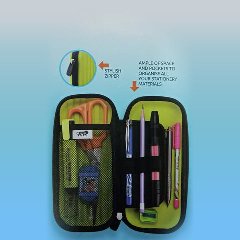 Joyful School Mate (Zipper) Ben 10 Hardtop Pencil Case | Durable EVA Pencil Pouch for Kids | Large Capacity School Stationery Organizer | Green