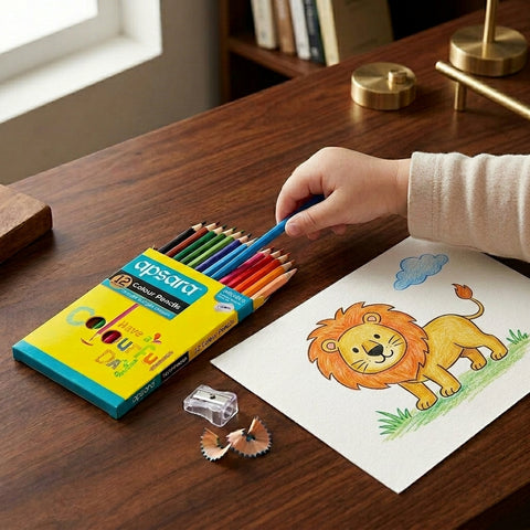 NATRAJ Color Pencil FS24 | Full Size 24 Shades Colour Pencils with Sharpener | Smooth & Bright Coloring Pencils for Kids, Students & Artists