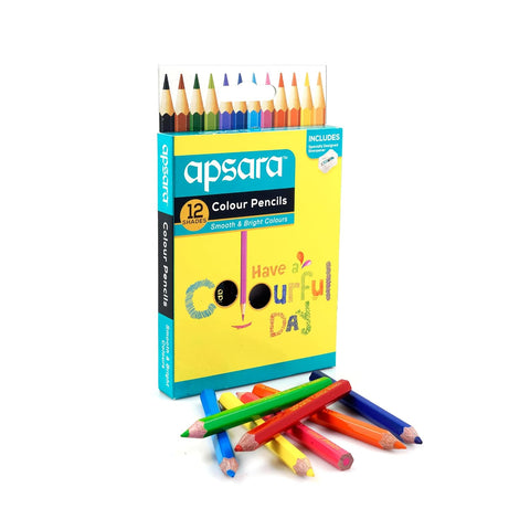 NATRAJ Color Pencil FS24 | Full Size 24 Shades Colour Pencils with Sharpener | Smooth & Bright Coloring Pencils for Kids, Students & Artists