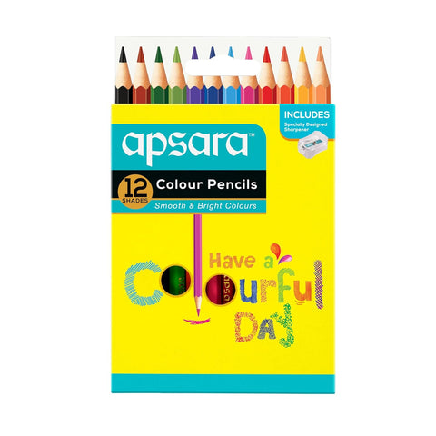 NATRAJ Color Pencil FS24 | Full Size 24 Shades Colour Pencils with Sharpener | Smooth & Bright Coloring Pencils for Kids, Students & Artists