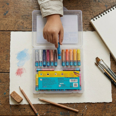 Apsara Oil Pastels 26 Shades with Free Scraping Tool | Smooth & Blendable Non-Toxic Oil Pastel Colours for Kids, Students & Artists | Plastic Storage Case