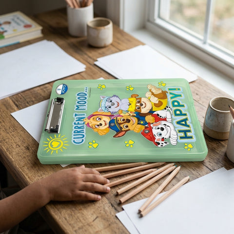 JOYO Clip Board with Storage Printed 6302 | A4 Plastic Clipboard File with Storage Compartment | Cartoon Printed Writing Board for Kids, Students & Office