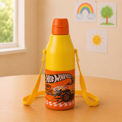 Cello Kidzbee Puro Steel X Aveo 350ml Insulated Water Bottle | Stainless Steel Inner | Leakproof School Bottle with Carry Strap | Assorted Designs
