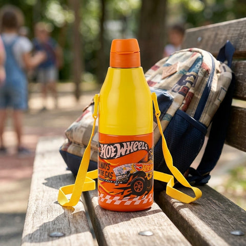 Cello Kidzbee Puro Steel X Aveo 350ml Insulated Water Bottle | Stainless Steel Inner | Leakproof School Bottle with Carry Strap | Assorted Designs