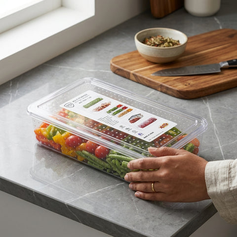 VD V906 Big Tray with Lid – Large Plastic Storage Tray for Kitchen & Home