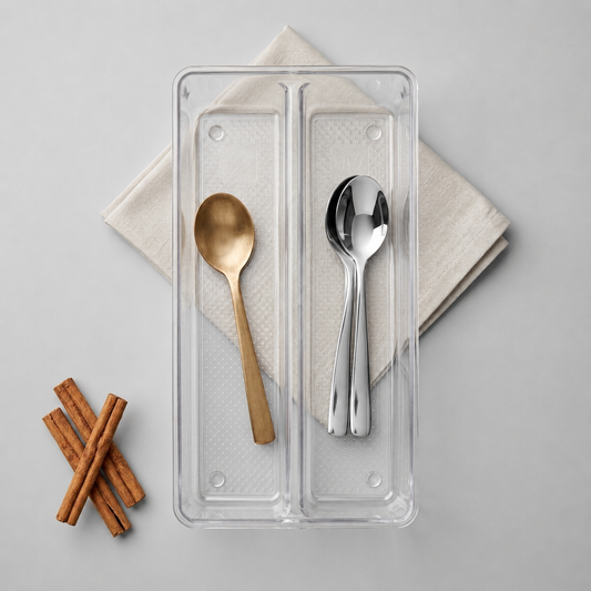 VD V913 Double Spoon Tray – Plastic Cutlery Organizer