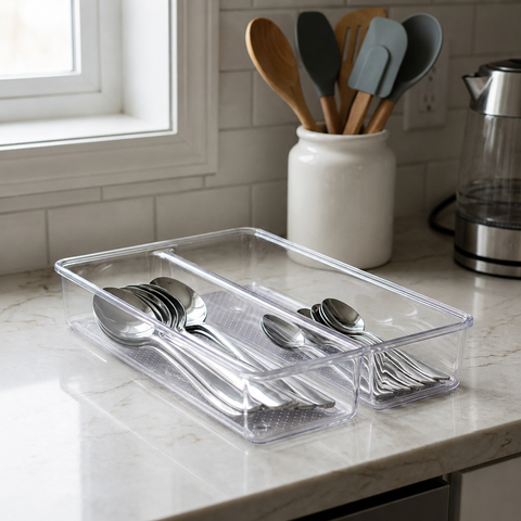 VD V913 Double Spoon Tray – Plastic Cutlery Organizer