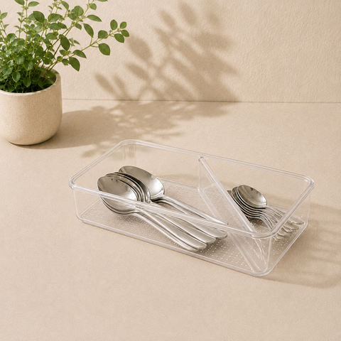 VD V913 Double Spoon Tray – Plastic Cutlery Organizer