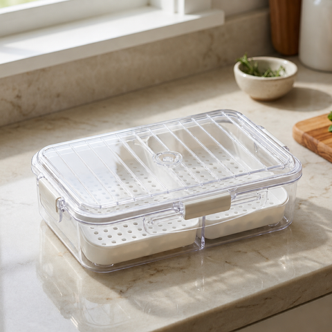 NHS Storage Box TY-6410 S – 2 Grid Plastic Organizer for Multipurpose Storage