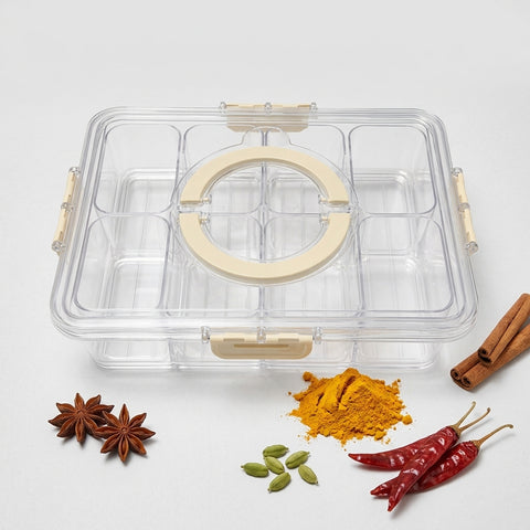 NHS Storage Box TY-6411 L – 8 Grid Transparent Organizer for Multipurpose Storage