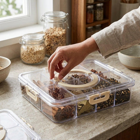 NHS Storage Box TY-6411 L – 8 Grid Transparent Organizer for Multipurpose Storage
