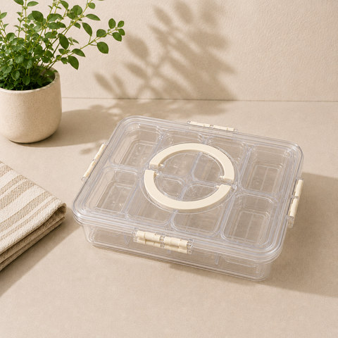 NHS Storage Box TY-6411 L – 8 Grid Transparent Organizer for Multipurpose Storage
