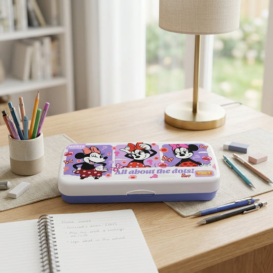 JOYFUL FRAMES Kids Pencil Box | Cartoon Printed Plastic Pencil Case with Secure Lock | Multipurpose Stationery Storage Box for School Boys & Girls