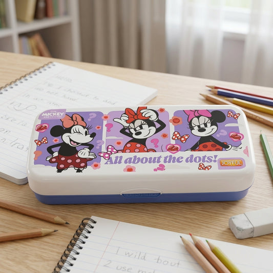 JOYFUL FRAMES Kids Pencil Box | Cartoon Printed Plastic Pencil Case with Secure Lock | Multipurpose Stationery Storage Box for School Boys & Girls