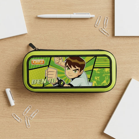 Joyful School Mate (Zipper) Ben 10 Hardtop Pencil Case | Durable EVA Pencil Pouch for Kids | Large Capacity School Stationery Organizer | Green