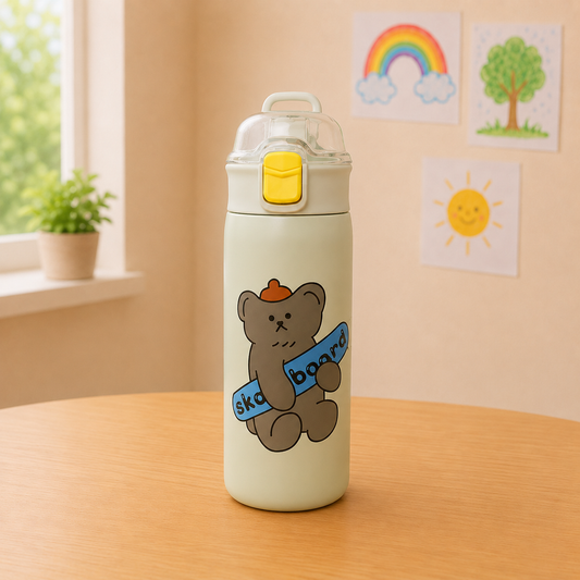 SIGN.4429 Play Mate Kids Vacuum Bottle 350ml | Double Wall Stainless Steel Insulated Water Bottle | Leakproof School Flask for Boys & Girls