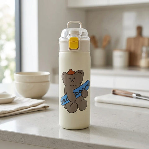 SIGN.4429 Play Mate Kids Vacuum Bottle 350ml | Double Wall Stainless Steel Insulated Water Bottle | Leakproof School Flask for Boys & Girls