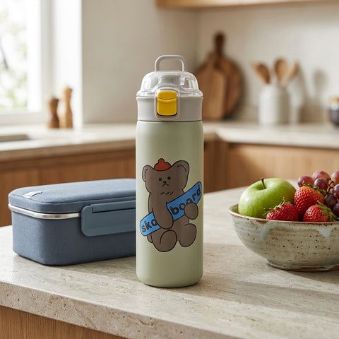 SIGN.4429 Play Mate Kids Vacuum Bottle 350ml | Double Wall Stainless Steel Insulated Water Bottle | Leakproof School Flask for Boys & Girls