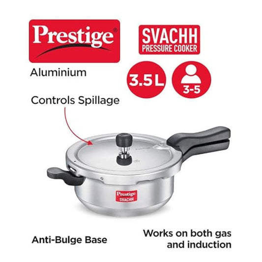 Prestige PR Pan Aluminium Junior Svachh 10728 | 3.5L Deep Pan with Glass Lid | Spill-Control Design | Gas & Induction Compatible | Durable Aluminium Cookware – Silver