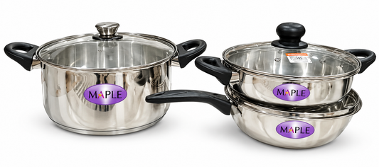 Maple Enchant Dlx SS 3Pcs Set - Stainless Steel Cookware Set