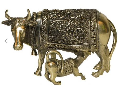 Special Cow and Calf Brass Idol – Symbol of Prosperity, Harmony & Devotion for Home and Puja Décor