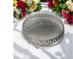 Hi-Luxe 8 Inch Round Serving Tray 56002 - Durable Circular Food Platter