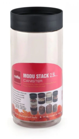 CELLO MODUSTACK PET CANISTER 1000ML 2PCS