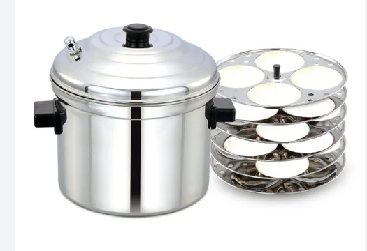 Sweety Stainless Steel Idly Cooker with 6 Plates - Family Size Steamer