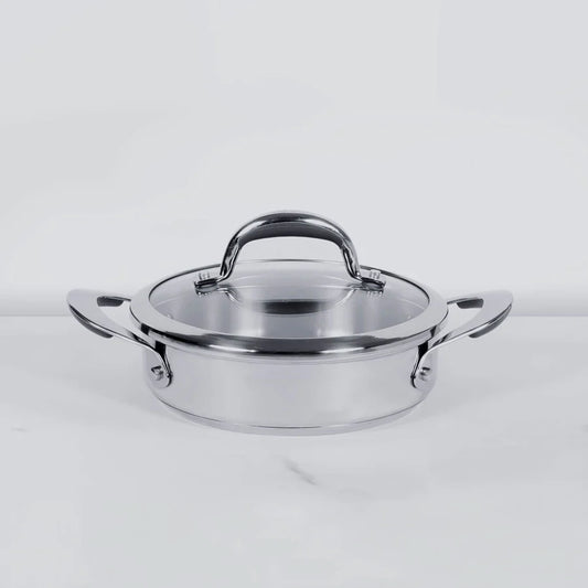 Meyer Anzen Healthy Ceramic Coated Cookware Sauteuse with Glass Lid, 24 cm , Grey