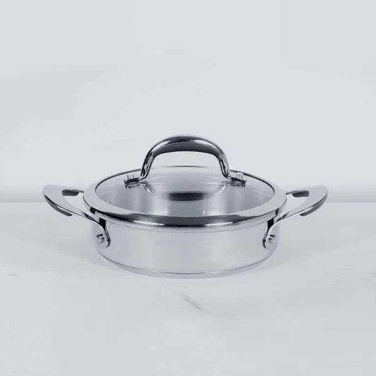 Meyer Anzen Healthy Ceramic Coated Cookware Sauteuse with Glass Lid, 24 cm , Grey