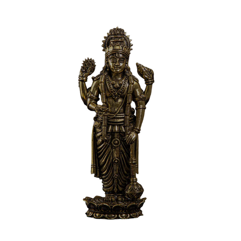 Brass Lord Vishnu Murti | 6" Standing Idol for Mandir & Spiritual Decor