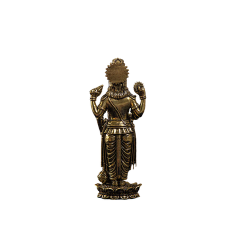 Brass Lord Vishnu Murti | 6" Standing Idol for Mandir & Spiritual Decor