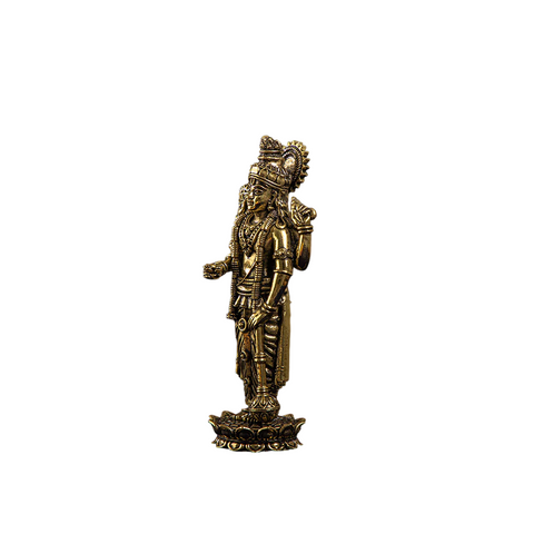 Brass Lord Vishnu Murti | 6" Standing Idol for Mandir & Spiritual Decor